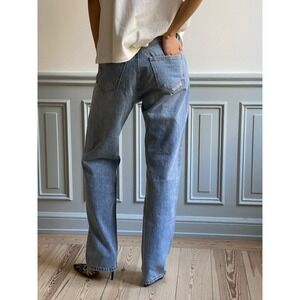 Djerf Avenue Straight Leg Light Wash Denim Jeans Heart Embroidery Size 24